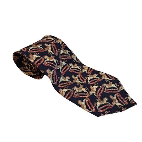 The Metropolitan Museum Of Art Black 100% Silk Vintage Pegasus Horse Print Tie - Picture 1 of 7